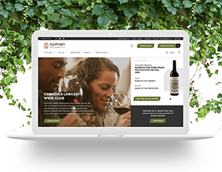 Opimian website view on computer