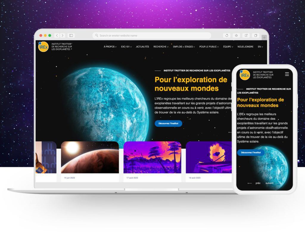 View of the iREx site, on a computer and cell phone