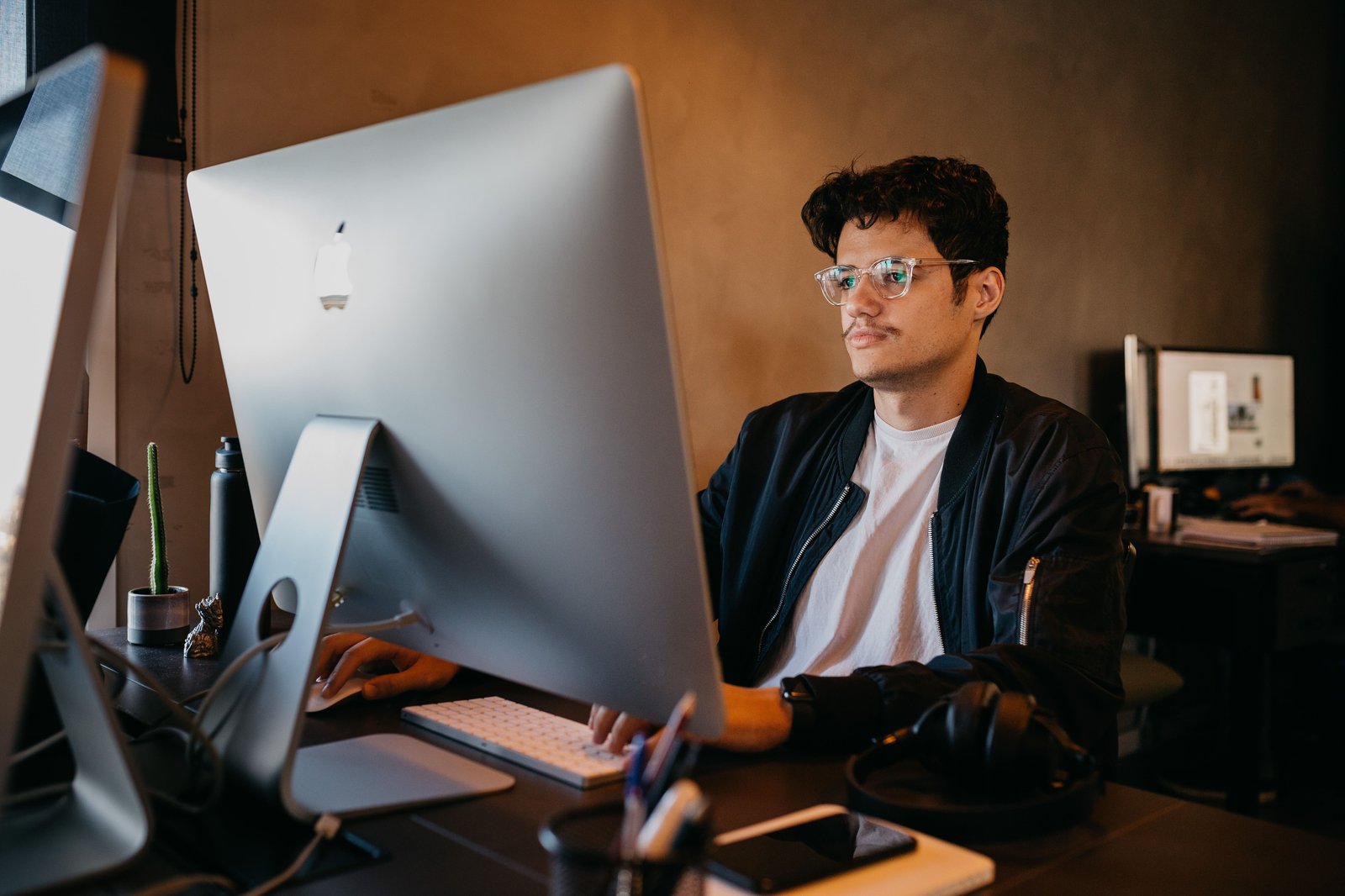a man on his desk