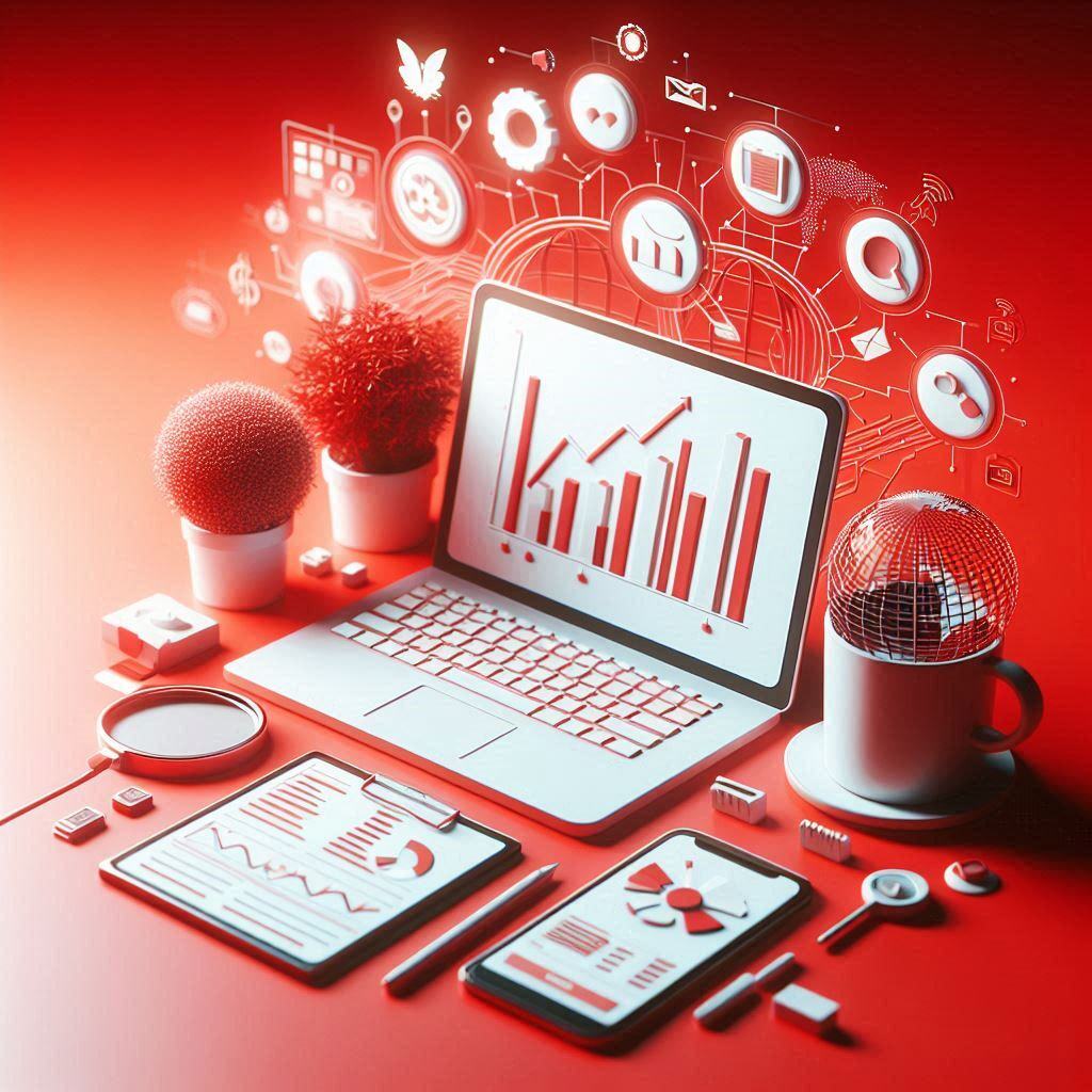 a red minimalist image technology theme, marketing, for a blog, simple but beautiful (2)