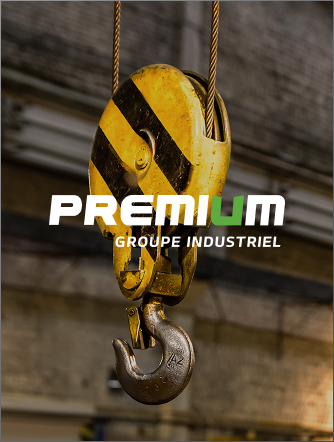 crochet de pont roulant avec le logo de groupe industriel premium