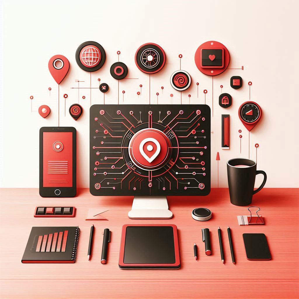 minimaliste technologique rouge simple marketing sans écriture