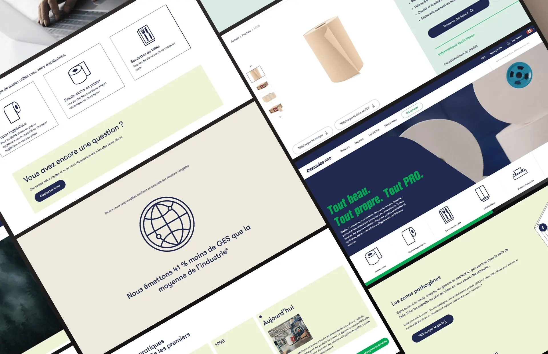 Aperçu de différents modules du site