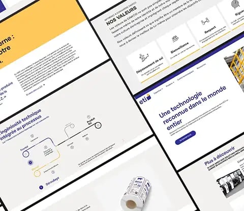 Aperçu de différents blocs du site web