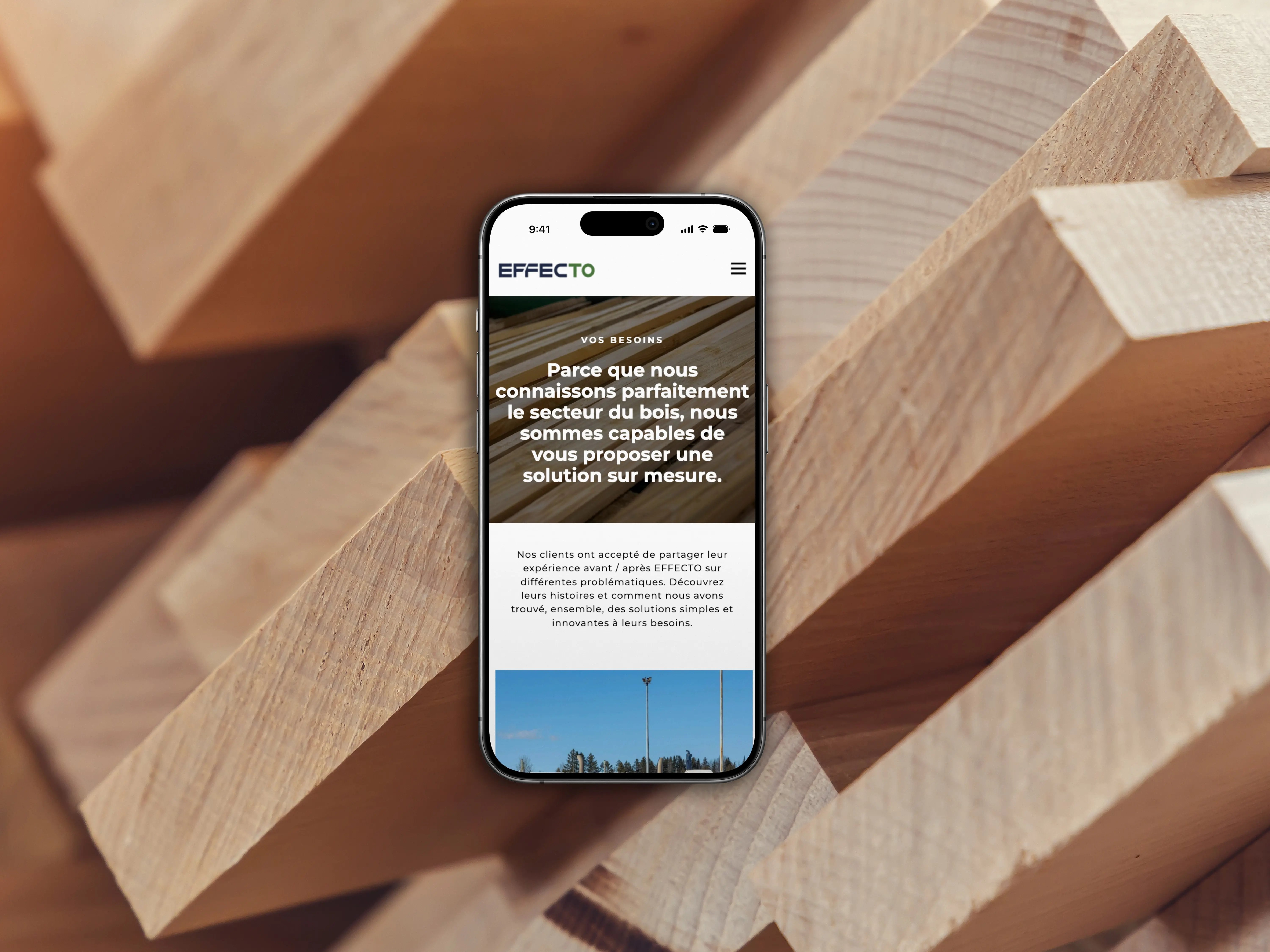 Vue du site web sur un écran de téléphone