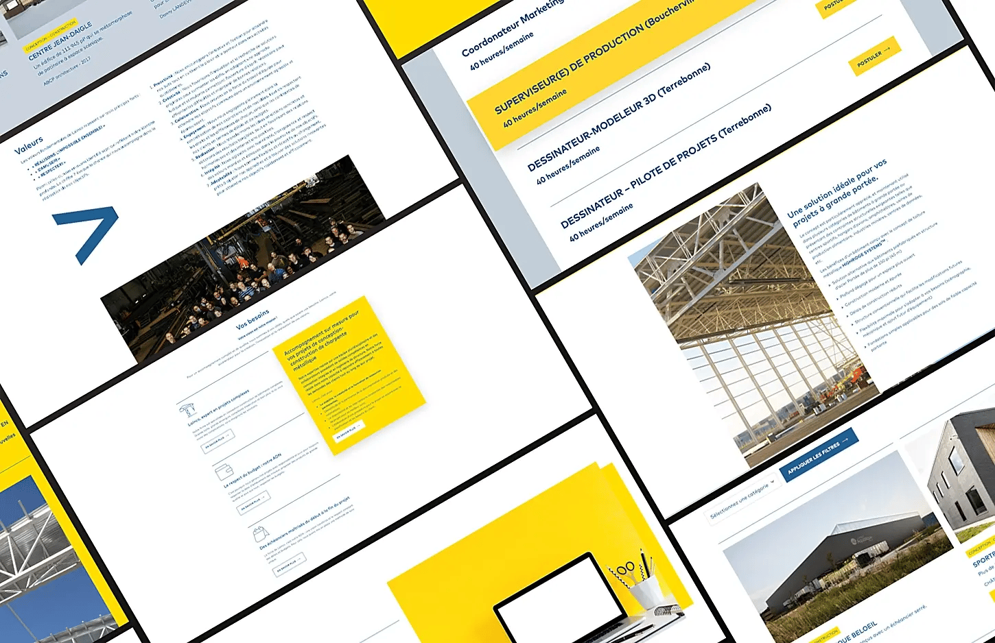Aperçu de différents modules du site