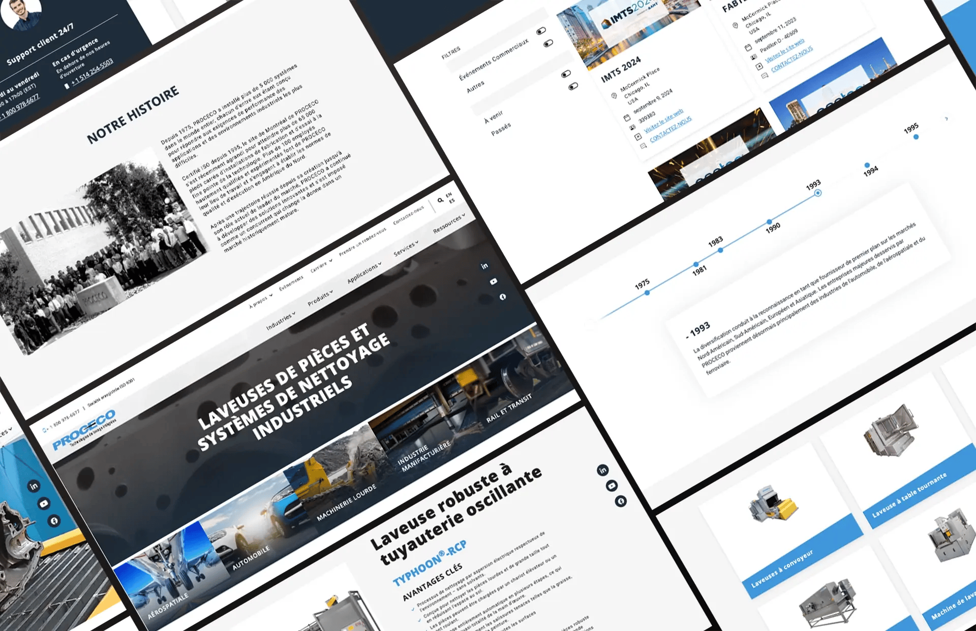 Aperçu de différents modules du site