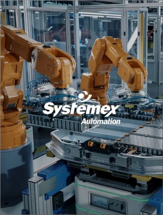 Logo de Systemex Automation sur une image de robots en action