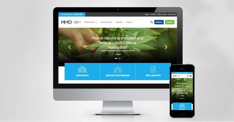Vue du site web de la MMQ sur un ordinateur et un cellulaire 