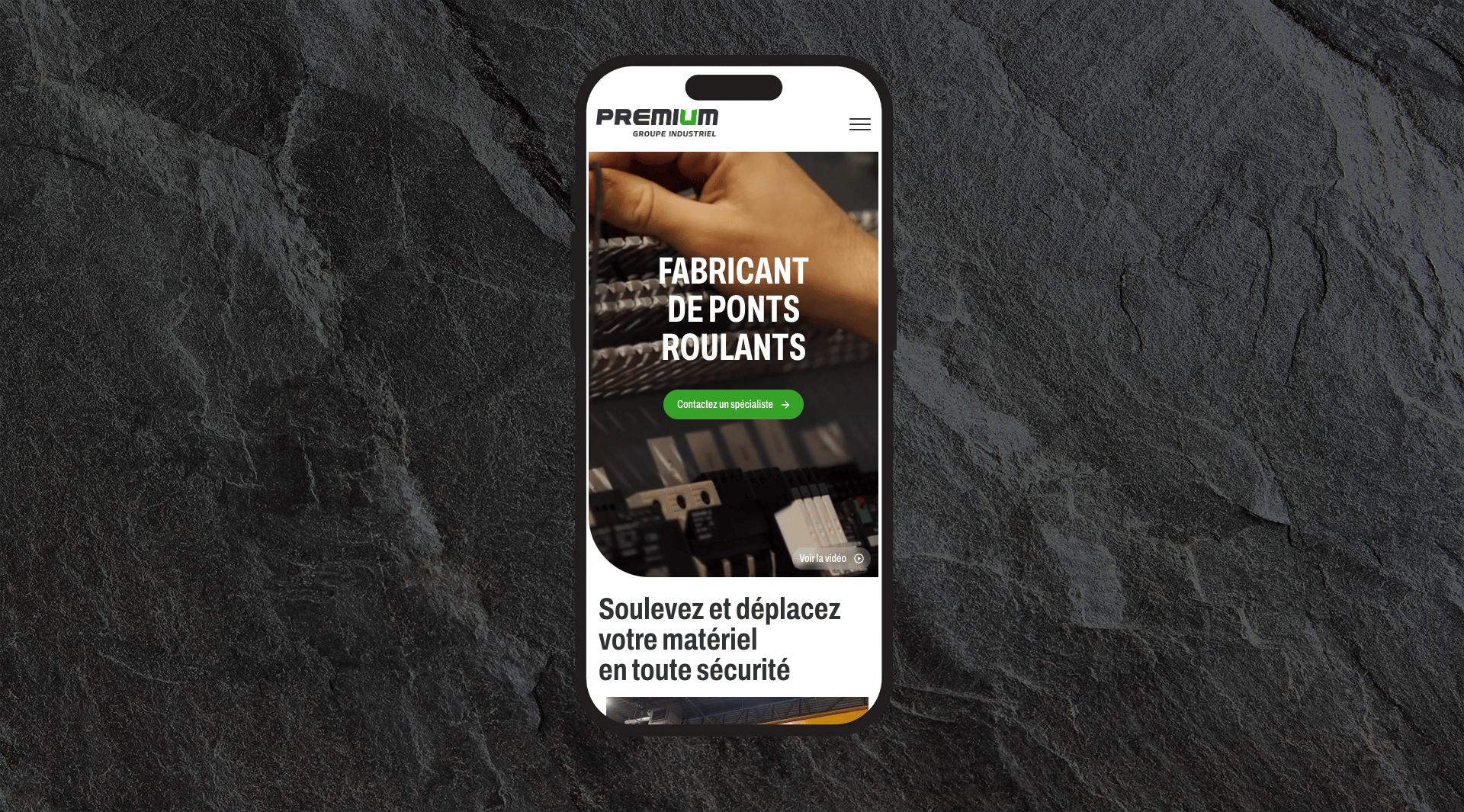 Version mobile du site web de Groupe industriel premium