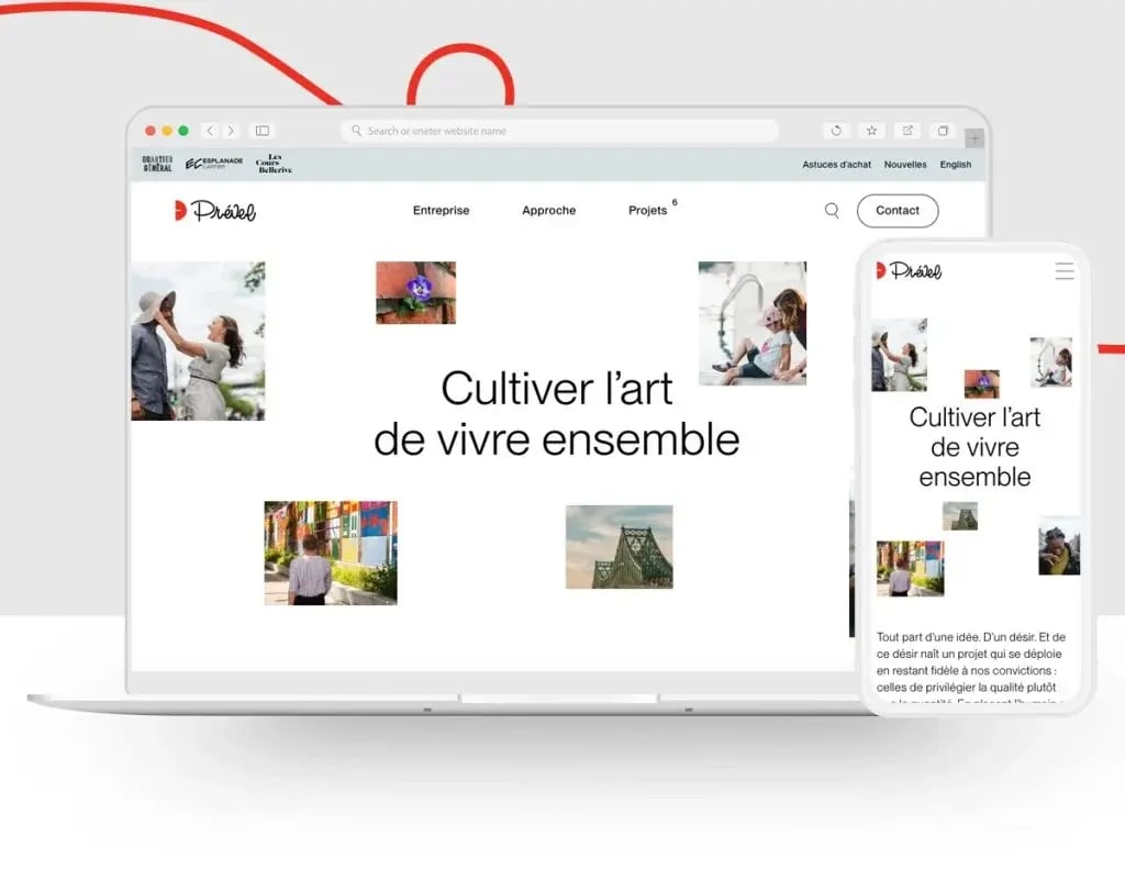 Vue du site web de Prével, sur ordinateur et téléphone cellulaire