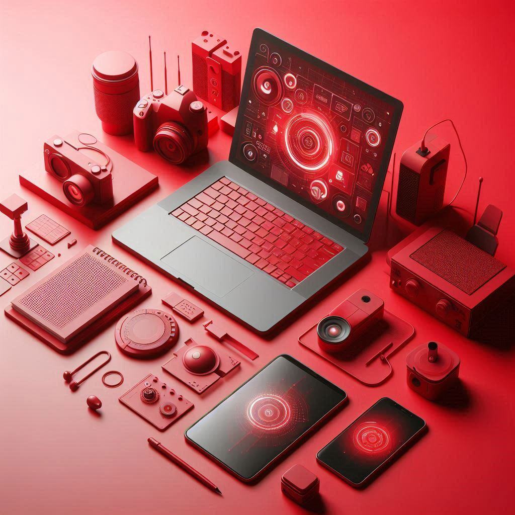 une image minimaliste rouge et technologique pour un article de blog